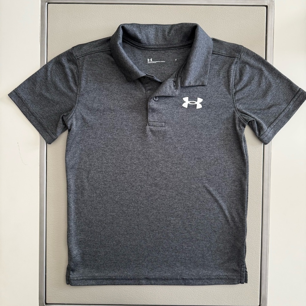 UNDER ARMOUR Polo Shirt Top | 7 Yrs | Pewter Gray | Great Condition
